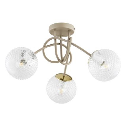 Brilagi - Pintakiinnitteinen kattokruunu STELLA 3xE27/60W/230V beige/kultainen