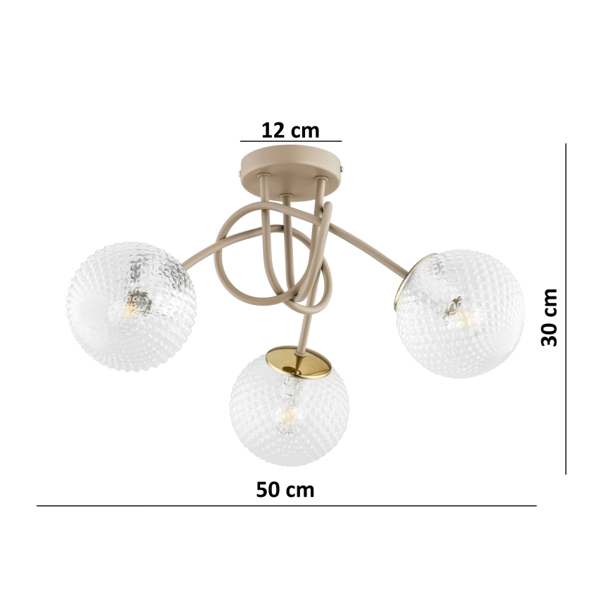 Brilagi - Pintakiinnitteinen kattokruunu STELLA 3xE27/60W/230V beige/kultainen