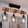 BRILAGI - Pintakiinnitteinen kattokruunu WOOD GLASS 3xE27/60W/230V mänty/musta/savunbeige