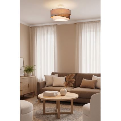 Brilagi - Pintakiinnitteinen kattovalaisin ARROW 1xE27/60W/230V halkaisija 45 cm beige/ruskea/valkoinen