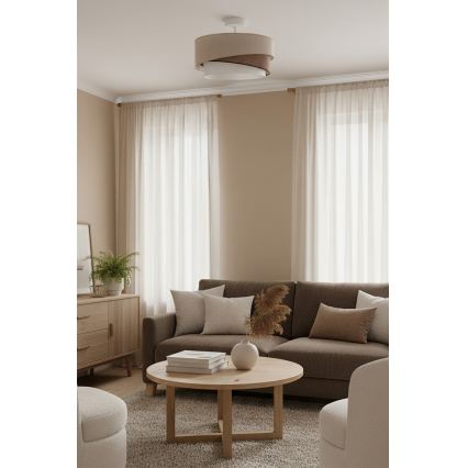 Brilagi - Pintakiinnitteinen kattovalaisin ARROW 1xE27/60W/230V halkaisija 45 cm beige/ruskea/valkoinen
