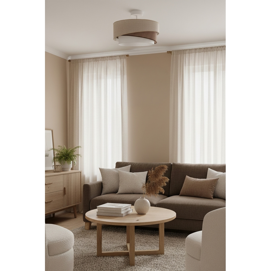 Brilagi - Pintakiinnitteinen kattovalaisin ARROW 1xE27/60W/230V halkaisija 45 cm beige/ruskea/valkoinen
