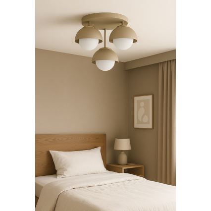 Brilagi - Pintakiinnitteinen kattovalaisin COSMO 3xE27/60W/230V beige/kulta