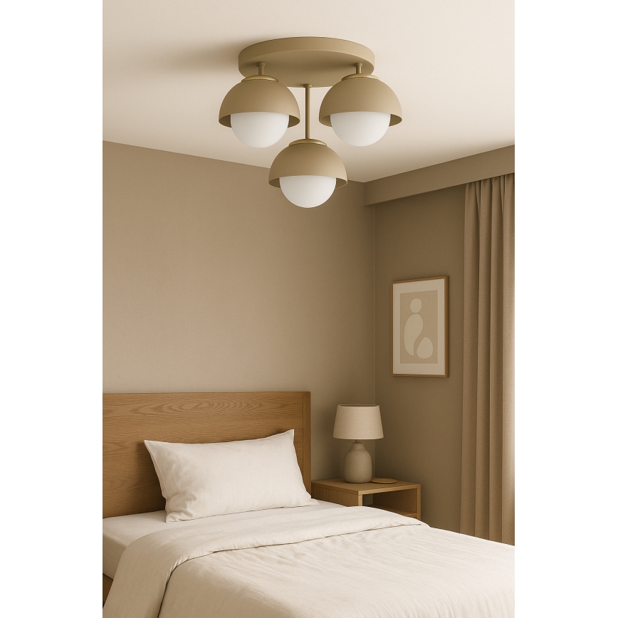 Brilagi - Pintakiinnitteinen kattovalaisin COSMO 3xE27/60W/230V beige/kulta