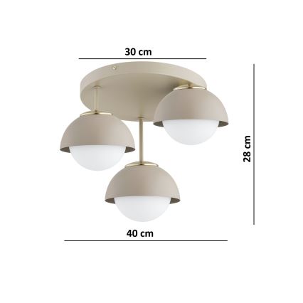 Brilagi - Pintakiinnitteinen kattovalaisin COSMO 3xE27/60W/230V beige/kulta