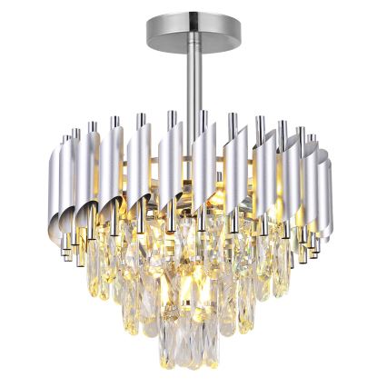 Brilagi - Pintakiinnitteinen kattovalaisin ECLIPSE, 5×E14, 10 W, 230 V, Ø 38 cm, hopea