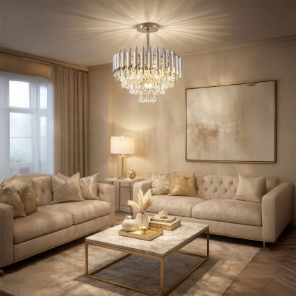 Brilagi - Pintakiinnitteinen kattovalaisin ECLIPSE, 5×E14, 10 W, 230 V, Ø 38 cm, hopea