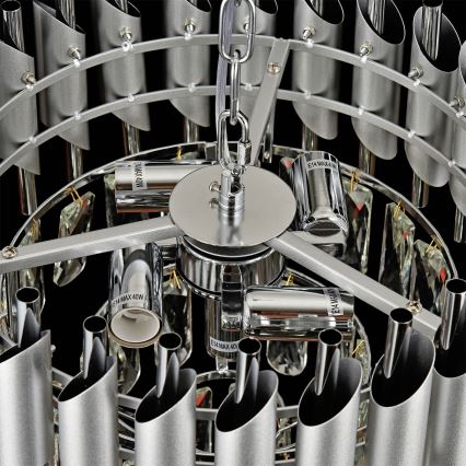 Brilagi - Pintakiinnitteinen kattovalaisin ECLIPSE, 5×E14, 10 W, 230 V, Ø 38 cm, hopea