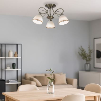 Brilagi - Pintakiinnitteinen kattovalaisin FRED 3xE27/60W/230V, halkaisija 59 cm, pronssinvärinen