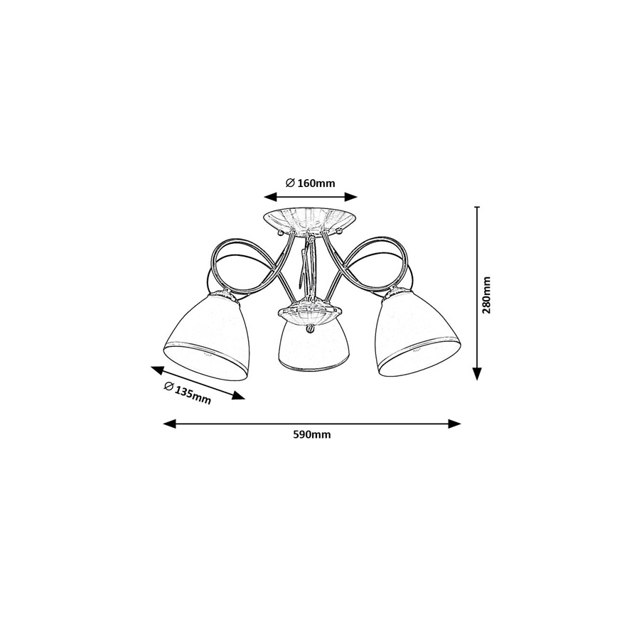 Brilagi - Pintakiinnitteinen kattovalaisin FRED 3xE27/60W/230V, halkaisija 59 cm, pronssinvärinen