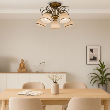 Brilagi - Pintakiinnitteinen kattovalaisin FRED 5xE27/60W/230V halkaisija 59 cm kultainen