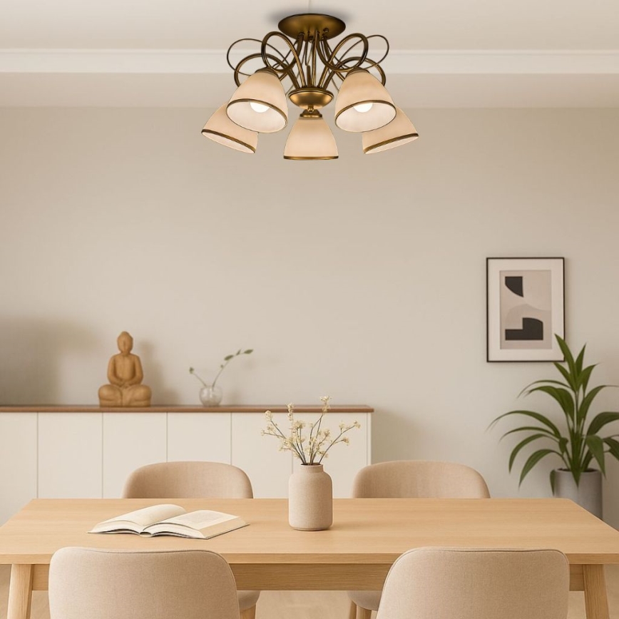 Brilagi - Pintakiinnitteinen kattovalaisin FRED 5xE27/60W/230V halkaisija 59 cm kultainen