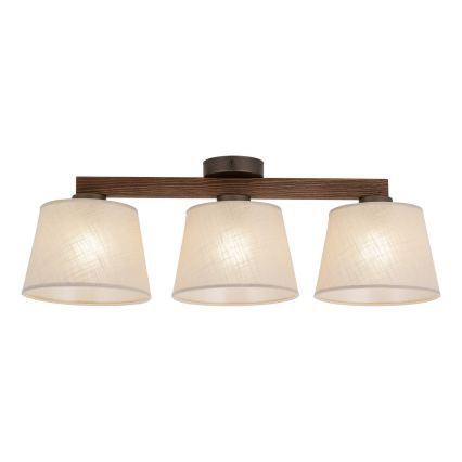Brilagi - Pintakiinnitteinen kattovalaisin LATTE 3xE27/15W/230V mänty/beige
