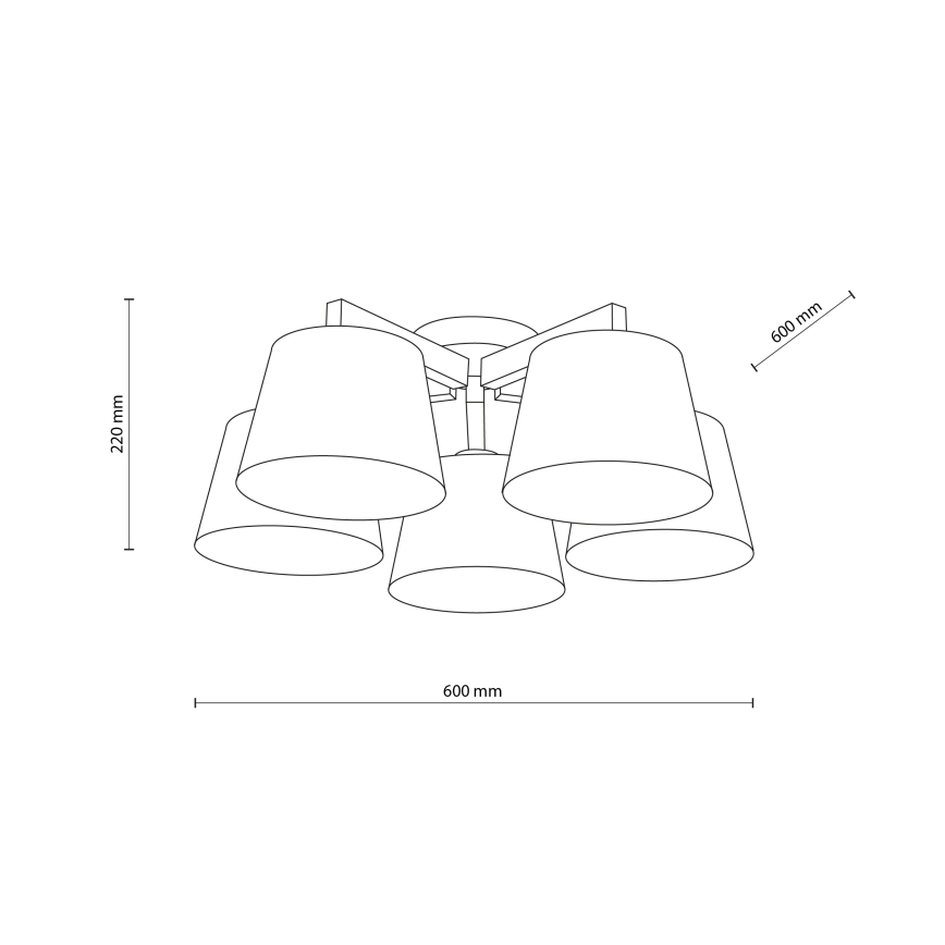 Brilagi - Pintakiinnitteinen kattovalaisin LATTE 5xE27/15W/230V mänty/mix