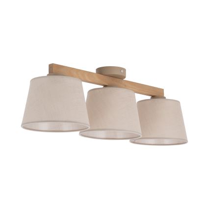 Brilagi - Pintakiinnitteinen kattovalaisin LATTE SABIA 3xE27/15W/230V mänty/beige