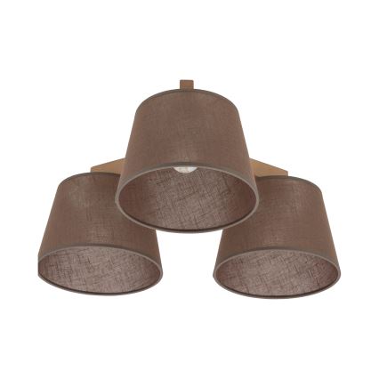 Brilagi - Pintakiinnitteinen kattovalaisin LATTE SABIA 3xE27/15W/230V mänty/ruskea