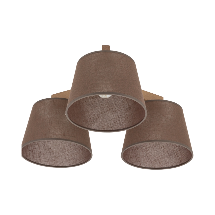 Brilagi - Pintakiinnitteinen kattovalaisin LATTE SABIA 3xE27/15W/230V mänty/ruskea