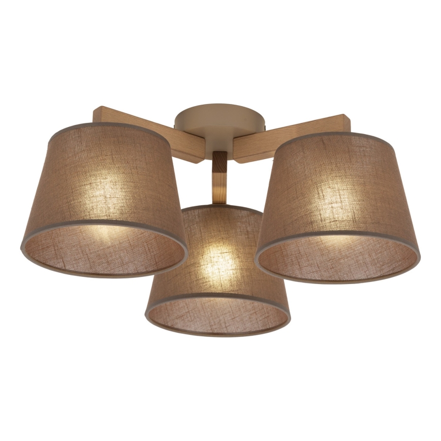 Brilagi - Pintakiinnitteinen kattovalaisin LATTE SABIA 3xE27/15W/230V mänty/ruskea