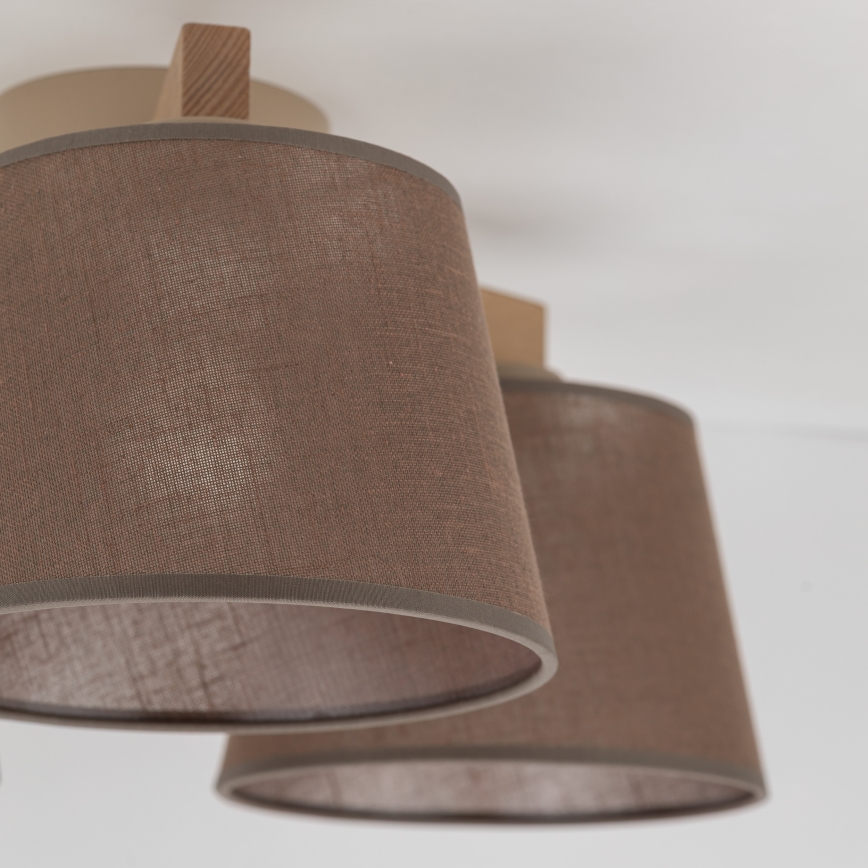 Brilagi - Pintakiinnitteinen kattovalaisin LATTE SABIA 3xE27/15W/230V mänty/ruskea