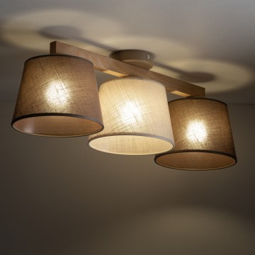 Brilagi - Pintakiinnitteinen kattovalaisin LATTE SABIA 3xE27/15W/230V mänty/sekaväri