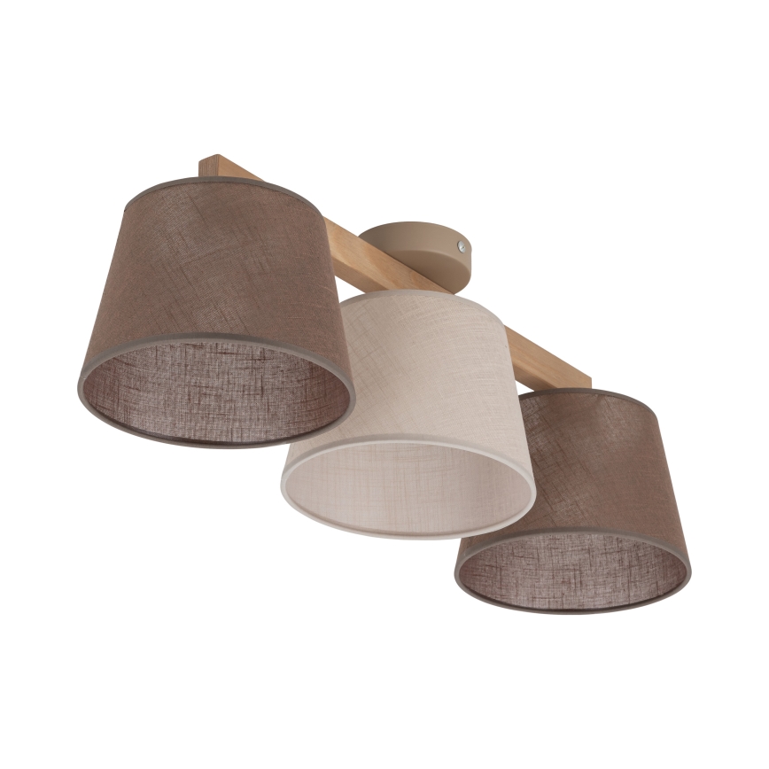 Brilagi - Pintakiinnitteinen kattovalaisin LATTE SABIA 3xE27/15W/230V mänty/sekaväri