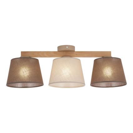 Brilagi - Pintakiinnitteinen kattovalaisin LATTE SABIA 3xE27/15W/230V mänty/sekaväri