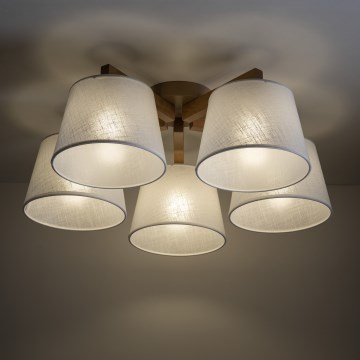 Brilagi - pintakiinnitteinen kattovalaisin LATTE SABIA 5xE27/15W/230V mänty/valkoinen