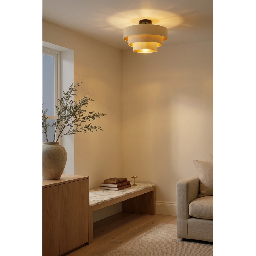 Brilagi - Pintakiinnitteinen kattovalaisin LUNETA 1xE27/60W/230V halkaisija 40 cm kerma/kulta