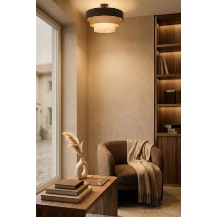 Brilagi - Pintakiinnitteinen kattovalaisin LUNETA 1xE27/60W/230V halkaisija 40 cm ruskea/beige/kerma