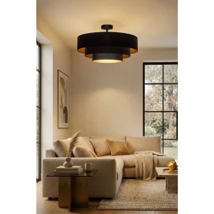 Brilagi - Pintakiinnitteinen kattovalaisin LUNETA 3 x E27, max. 60 W, 230 V, halkaisija 80 cm, musta/kulta
