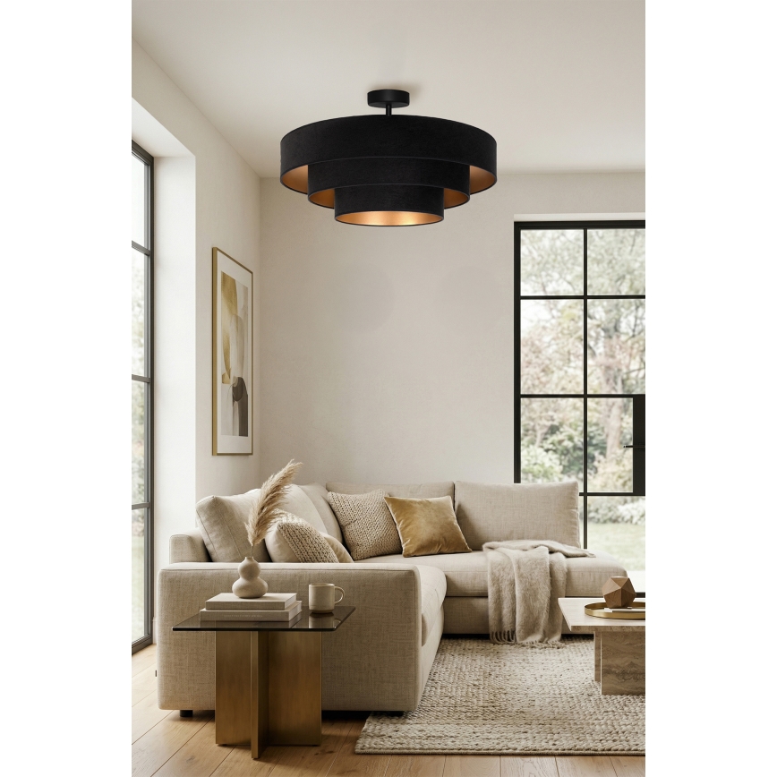 Brilagi - Pintakiinnitteinen kattovalaisin LUNETA 3 x E27, max. 60 W, 230 V, halkaisija 80 cm, musta/kulta