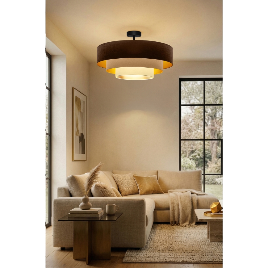 Brilagi - Pintakiinnitteinen kattovalaisin LUNETA 3xE27/60W/230V Ø 80 cm ruskea/beige/kerma