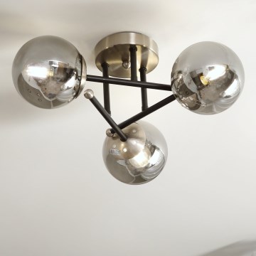 Brilagi - Pintakiinnitteinen kattovalaisin MALIVA 3xE14/15W/230V mattakromi/savunharmaa