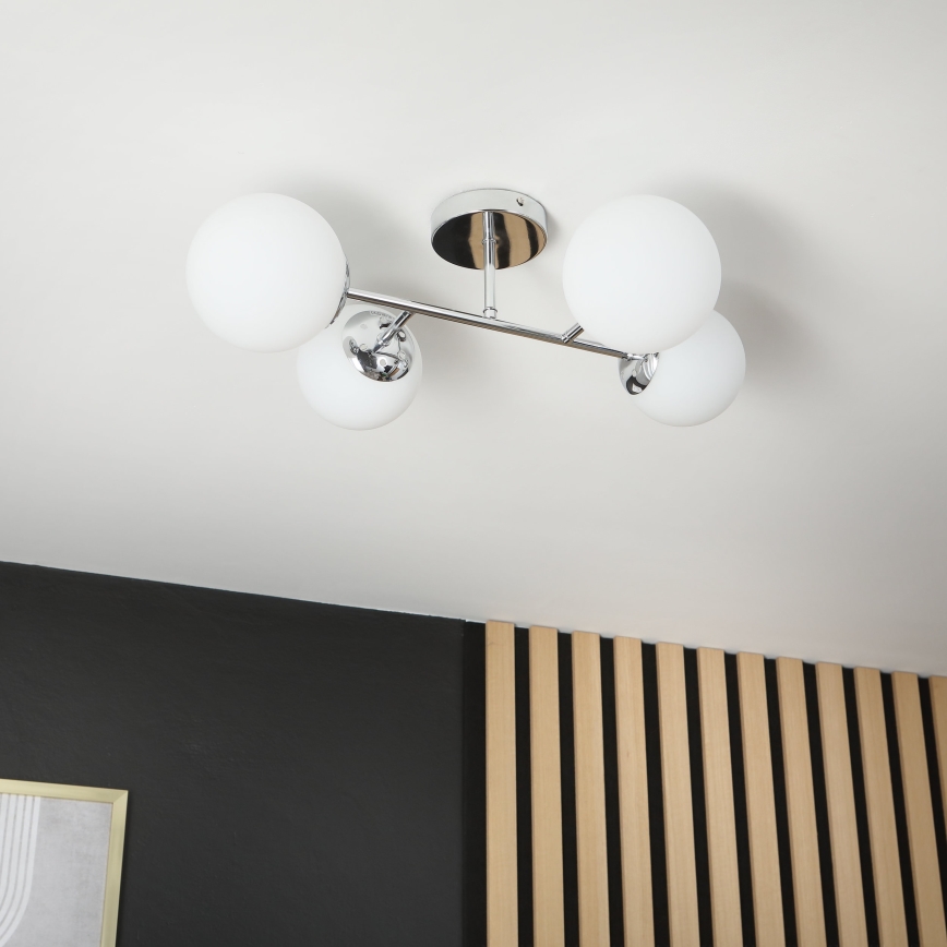 Brilagi - Pintakiinnitteinen kattovalaisin MALONY 4xE14/20W/230V kiiltävä kromi