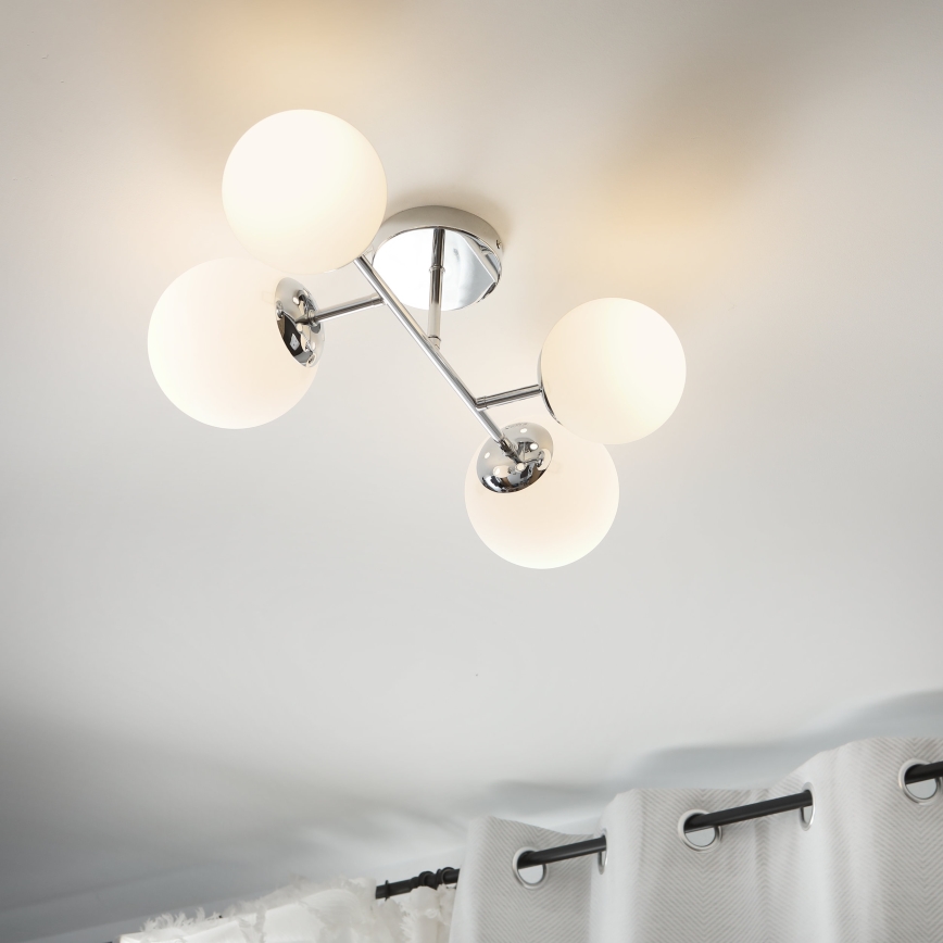 Brilagi - Pintakiinnitteinen kattovalaisin MALONY 4xE14/20W/230V kiiltävä kromi