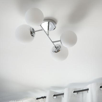 Brilagi - Pintakiinnitteinen kattovalaisin MALONY 4xE14/20W/230V kiiltävä kromi