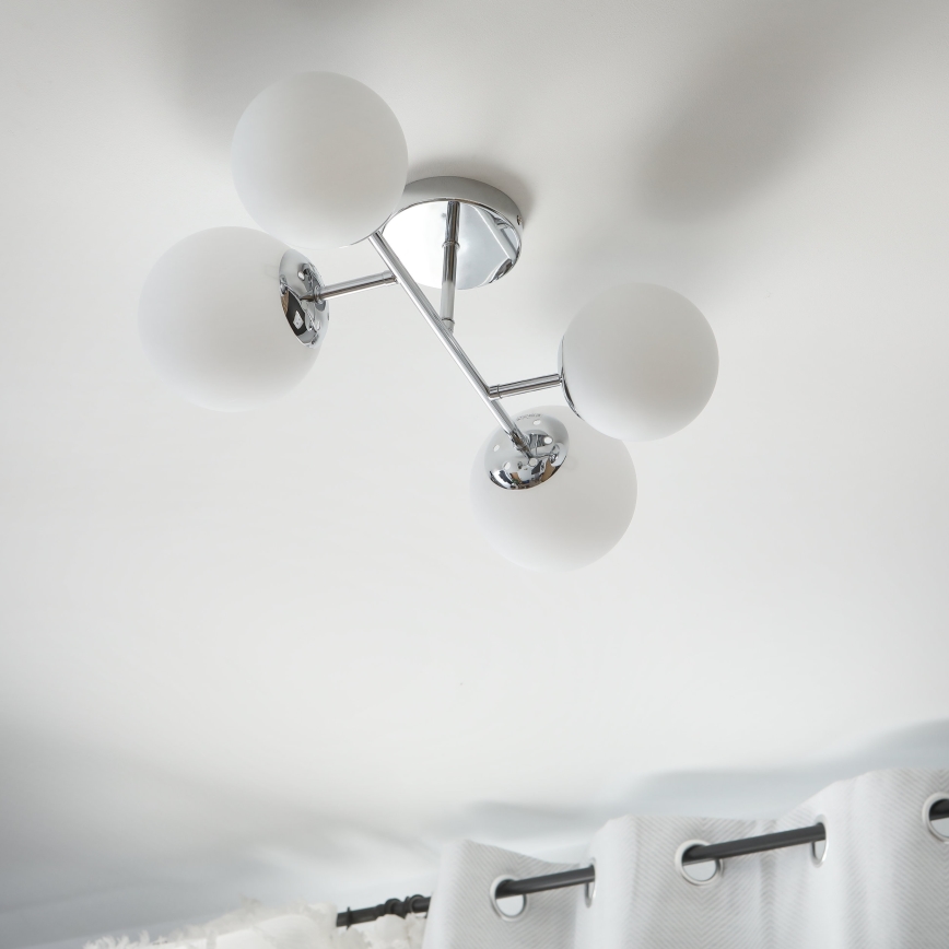 Brilagi - Pintakiinnitteinen kattovalaisin MALONY 4xE14/20W/230V kiiltävä kromi