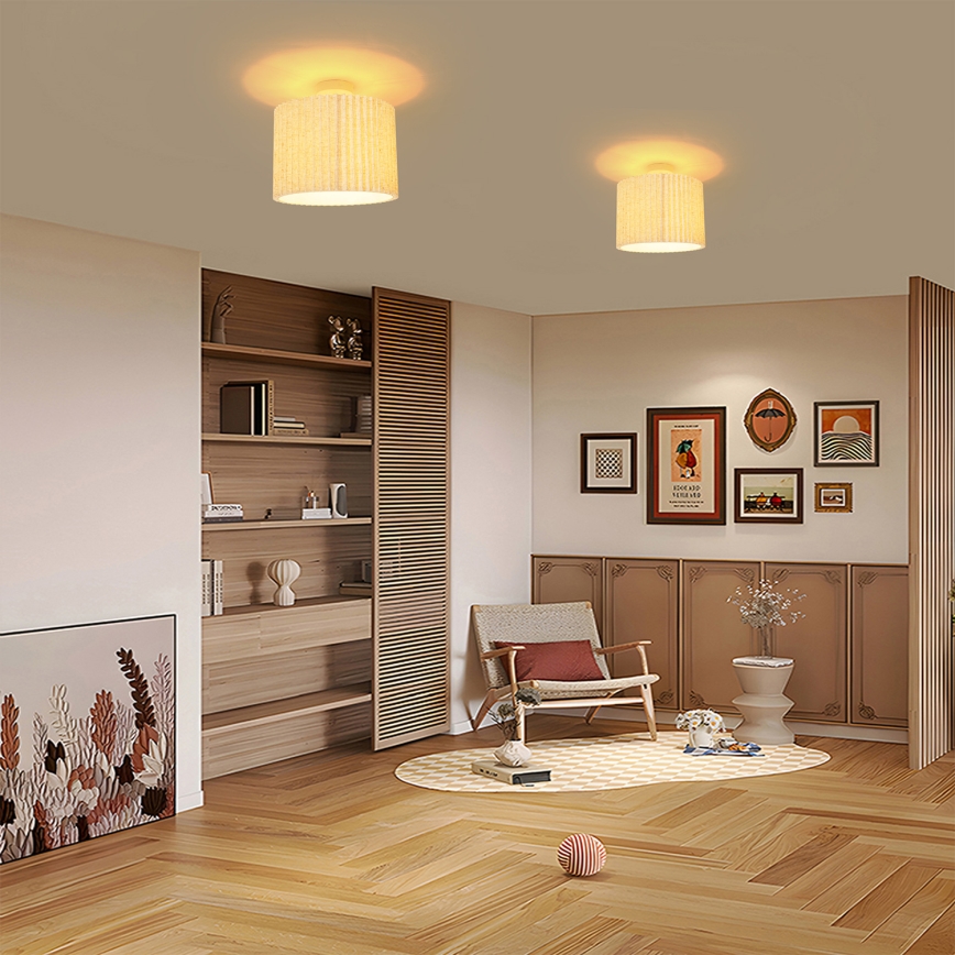 Brilagi - Pintakiinnitteinen kattovalaisin NORDIC WAVE 1xE27/15W/230V halkaisija 32 cm pellava/valkoinen