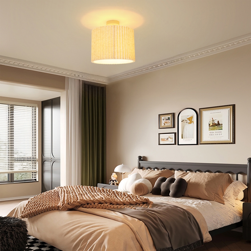 Brilagi - Pintakiinnitteinen kattovalaisin NORDIC WAVE 1xE27/15W/230V halkaisija 32 cm pellava/valkoinen