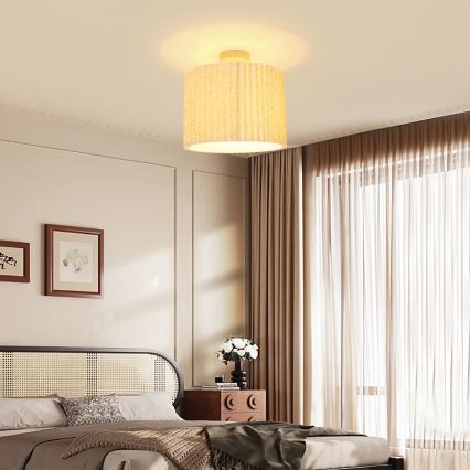 Brilagi - Pintakiinnitteinen kattovalaisin NORDIC WAVE 1xE27/15W/230V halkaisija 32 cm pellava/valkoinen