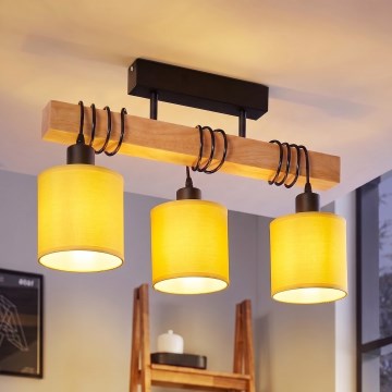 BRILAGI - Pintakiinnitteinen kattovalaisin NUBILA 3xE27/60W/230V mänty/keltainen