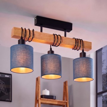 BRILAGI - Pintakiinnitteinen kattovalaisin NUBILA 3xE27/60W/230V mänty/tummansininen