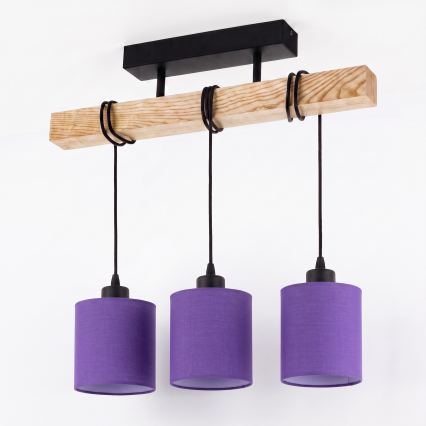 BRILAGI - Pintakiinnitteinen kattovalaisin NUBILA 3xE27/60W/230V mänty/violetti