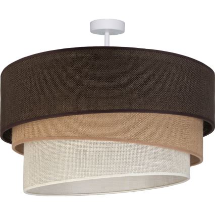 Brilagi - Pintakiinnitteinen kattovalaisin TRIO 3xE27/60W/230V, halkaisija 60 cm, ruskea/beige/valkoinen