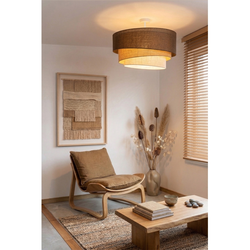 Brilagi - Pintakiinnitteinen kattovalaisin TRIO 3xE27/60W/230V, halkaisija 60 cm, ruskea/beige/valkoinen