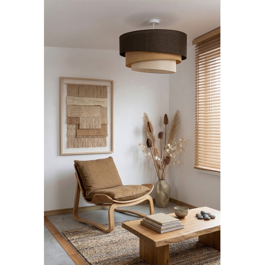 Brilagi - Pintakiinnitteinen kattovalaisin TRIO 3xE27/60W/230V, halkaisija 60 cm, ruskea/beige/valkoinen