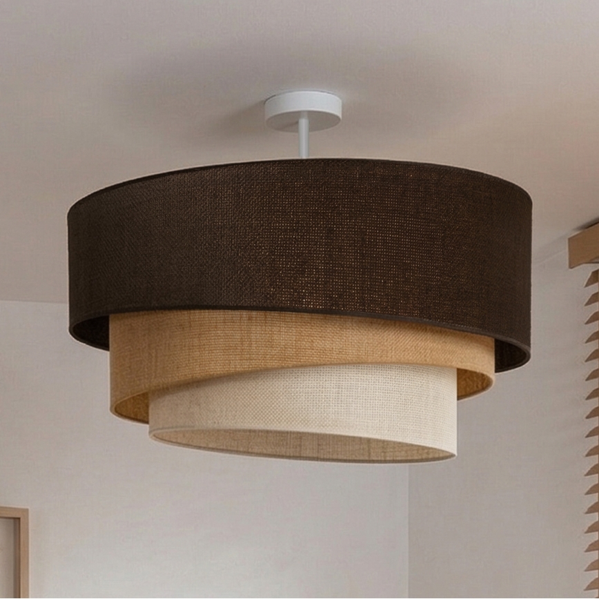 Brilagi - Pintakiinnitteinen kattovalaisin TRIO 3xE27/60W/230V, halkaisija 60 cm, ruskea/beige/valkoinen