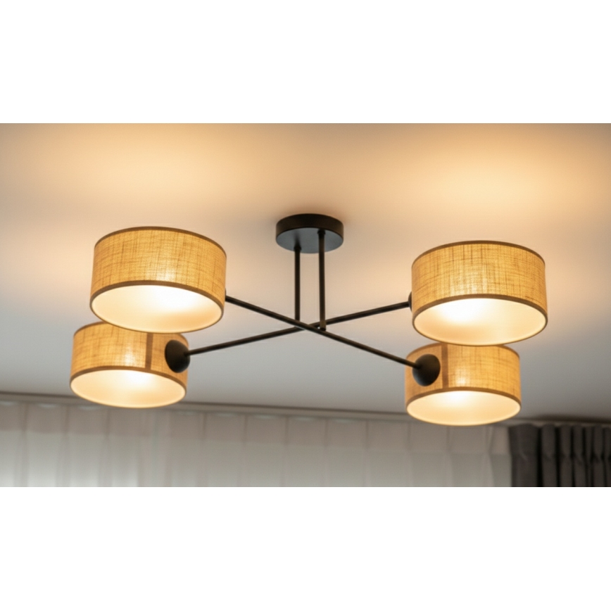 Brilagi - Pintakiinnitteinen kattovalaisin VIRGO 4xE14/40W/230V beige/musta