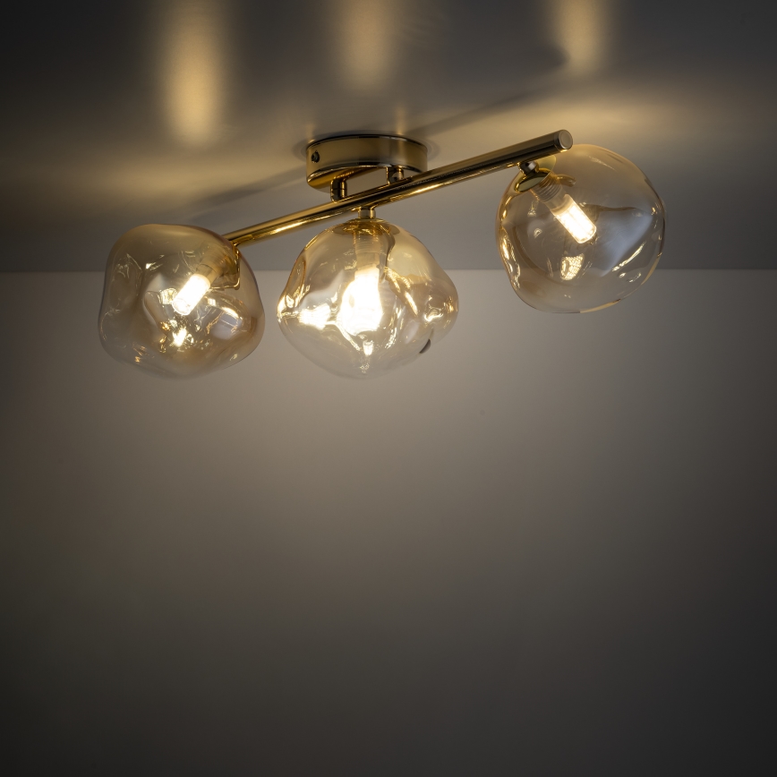 Brilagi - pintakiinnitteinen kattovalaisin VULCANO 3xG9/8W/230V kultainen/savunbeige