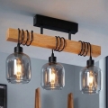BRILAGI - Pintakiinnitteinen kattovalaisin WOOD GLASS 3xE27/60W/230V mänty/musta/savunharmaa